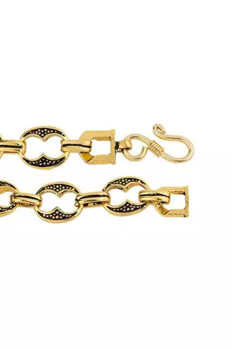 Ethnic foxtail chain gold oxidised bracelet