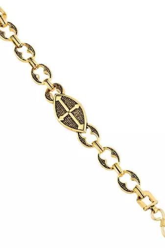 Ethnic foxtail chain gold oxidised bracelet