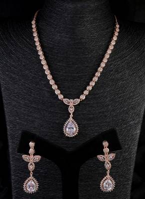 Rose gold plated white and cz stone designer necklace 317fnnn354 1