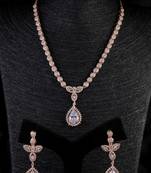 Rose gold plated white and cz stone designer necklace 317fnnn354