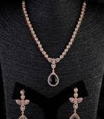 Rose Gold Plated Blue and CZ Stone Designer Necklace 317FNNN356