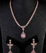 Rose Gold Plated Pink and CZ Stone Designer Necklace 317FNNN357