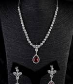 Silver Plated Hydro Ruby and CZ Stone Designer Necklace 317FNNN358