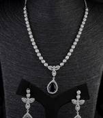 Silver Plated Blue and CZ Stone Designer Necklace 317FNNN359