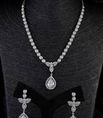 Silver Plated White and CZ Stone Designer Necklace 317FNNN361
