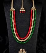Mulicoloured Stone and Kundan Embellished Wedding Necklace 317FNN387