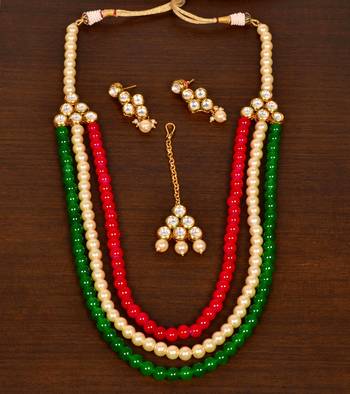 Mulicoloured Stone and Kundan Embellished Wedding Necklace 317FNN387 2