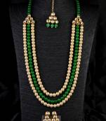 Green Stone and Kundan Embellished Wedding Necklace 317FNN388