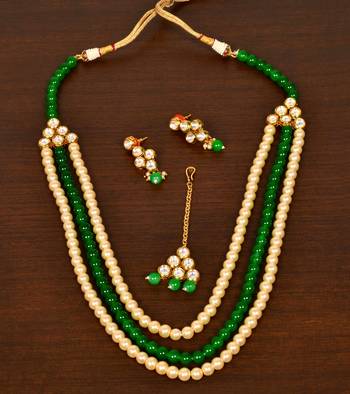 Green Stone and Kundan Embellished Wedding Necklace 317FNN388 2