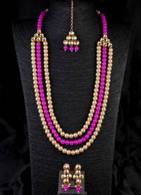 Purple Stone and Kundan Embellished Wedding Necklace 317FNN390 1