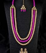 Purple Stone and Kundan Embellished Wedding Necklace 317FNN390