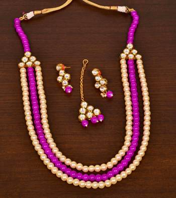 Purple Stone and Kundan Embellished Wedding Necklace 317FNN390 2