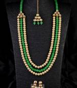 Parrrot Green Stone and Kundan Embellished Wedding Necklace 317FNN392