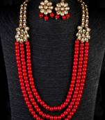 Red Stone and Kundan Embellished Wedding Essential Necklace 317FNN394