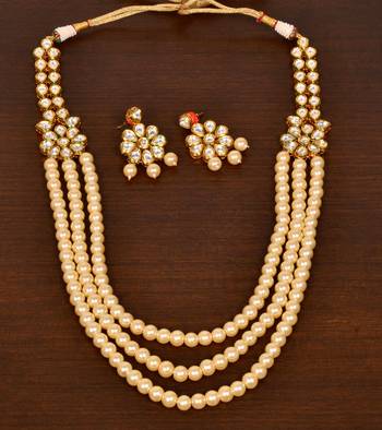 Pearl and Kundan Embellished Wedding Essential Necklace 317FNN395 2