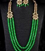 Green Stone and Kundan Embellished Wedding Essential Necklace 317FNN396