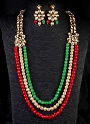 Mulicolored Stone and Kundan Embellished Wedding Essential Necklace 317FNN397 1