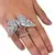 Silver Plated White and CZ Party Wear Butterfly Finger Ring FR59