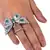 Silver Plated Emerald and CZ Party Wear Butterfly Finger Ring FR60