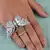 Silver Plated Sea Green and CZ Party Wear Butterfly Finger Ring 216EDFR63