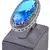 Adjustable Party Wear CZ and Stone Embellished Silver Turquoise Finger Ring FR71