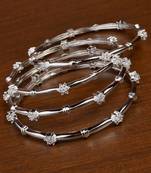 SILVER PLATED CZ EMBELLISHED TWO PAIRS OF DESIGNER BANGLES BD691