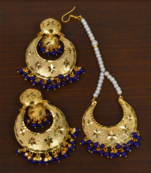 Punjabi Traditional Blue Earrings Tikka Set MT252