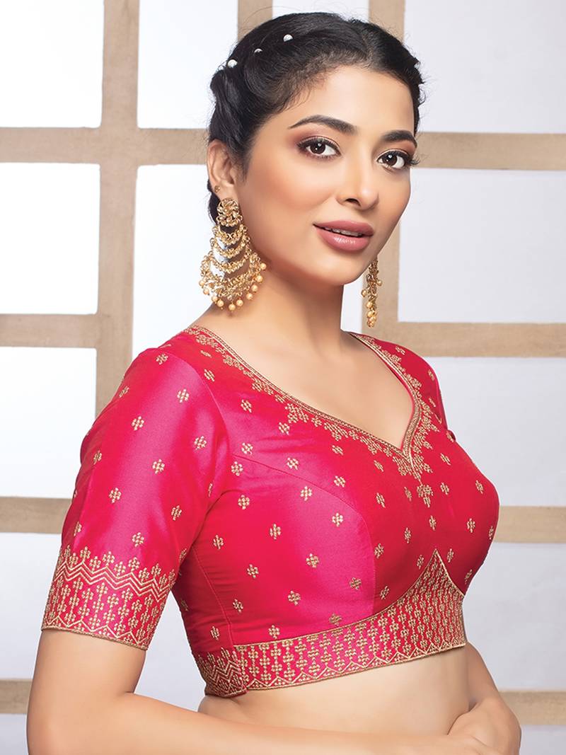 Rani Art Silk Embrioded Short Sleeves Ready Made Blouse