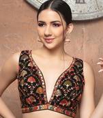 Black Thread Mirror Work ReadyMade Blouse