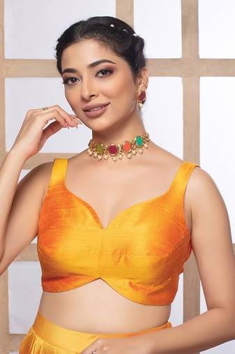 Mustard Silk Ready Made Blouse