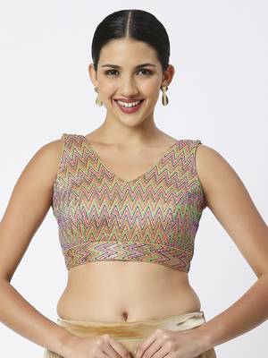 Mulicolor V-Shaped ReadyMade Blouse 1