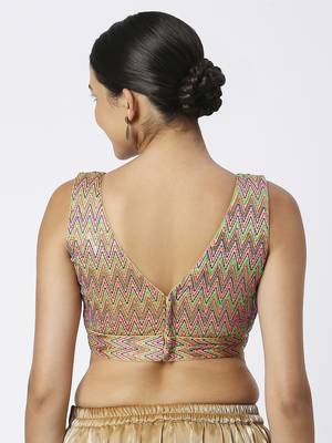 Mulicolor V-Shaped ReadyMade Blouse 2