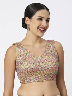 Mulicolor V-Shaped ReadyMade Blouse 4
