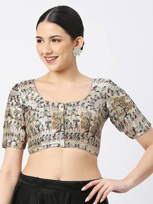 White Art Silk ReadyMade Blouse 1