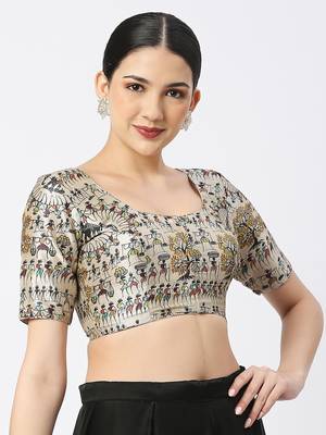 White Art Silk ReadyMade Blouse 4