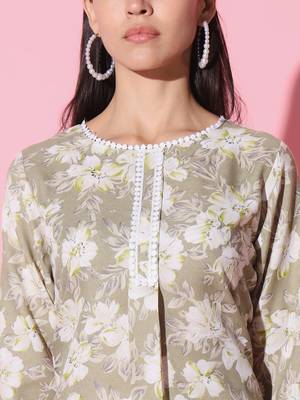 Cotton Fabric Printed work Straight cut Kurta, Pant and Dupatta Set 4