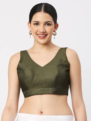 Mhendi Green V-necked ReadyMade Blouse 1
