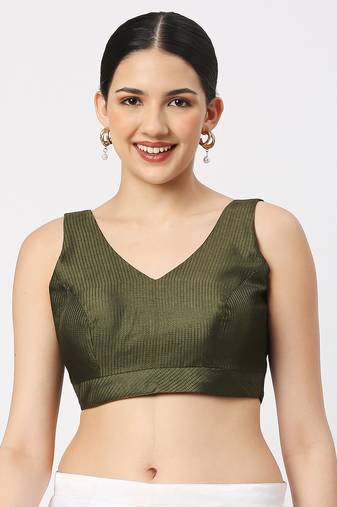 Mhendi Green V-necked ReadyMade Blouse