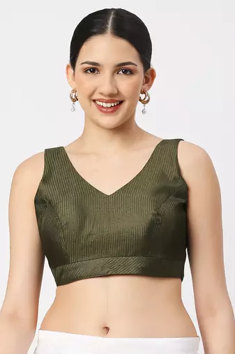Mhendi Green V-necked ReadyMade Blouse