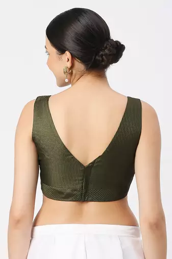 Mhendi Green V-necked ReadyMade Blouse