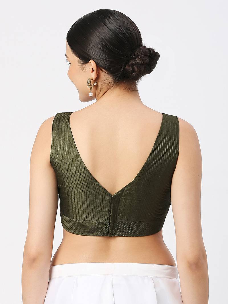 Mhendi Green V-necked ReadyMade Blouse
