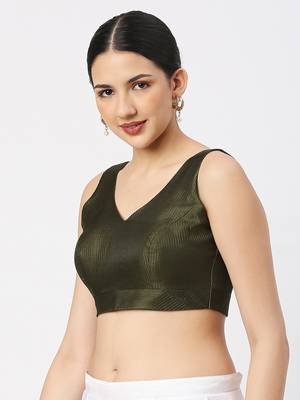Mhendi Green V-necked ReadyMade Blouse 3