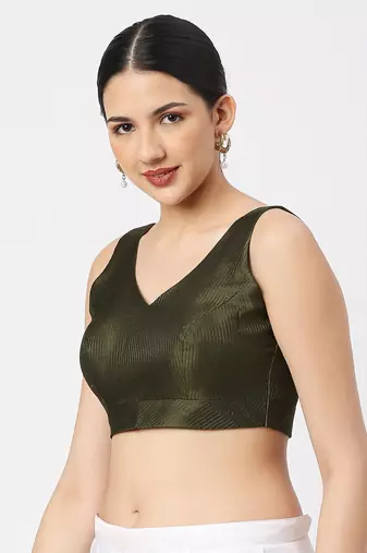 Mhendi Green V-necked ReadyMade Blouse