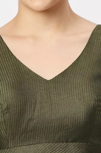 Mhendi Green V-necked ReadyMade Blouse
