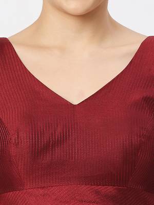 Maroon V-necked ReadyMade Blouse 5