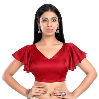 Red Flared Sleeve ReadyMade Blouse 1