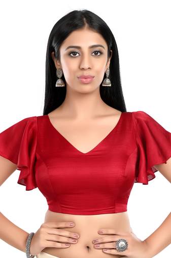Red Flared Sleeve ReadyMade Blouse