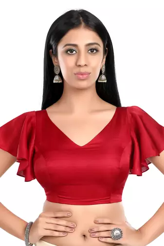 Red Flared Sleeve ReadyMade Blouse