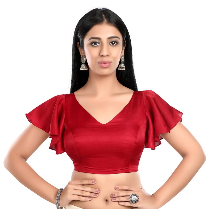 Red Flared Sleeve ReadyMade Blouse