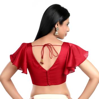 Red Flared Sleeve ReadyMade Blouse 2
